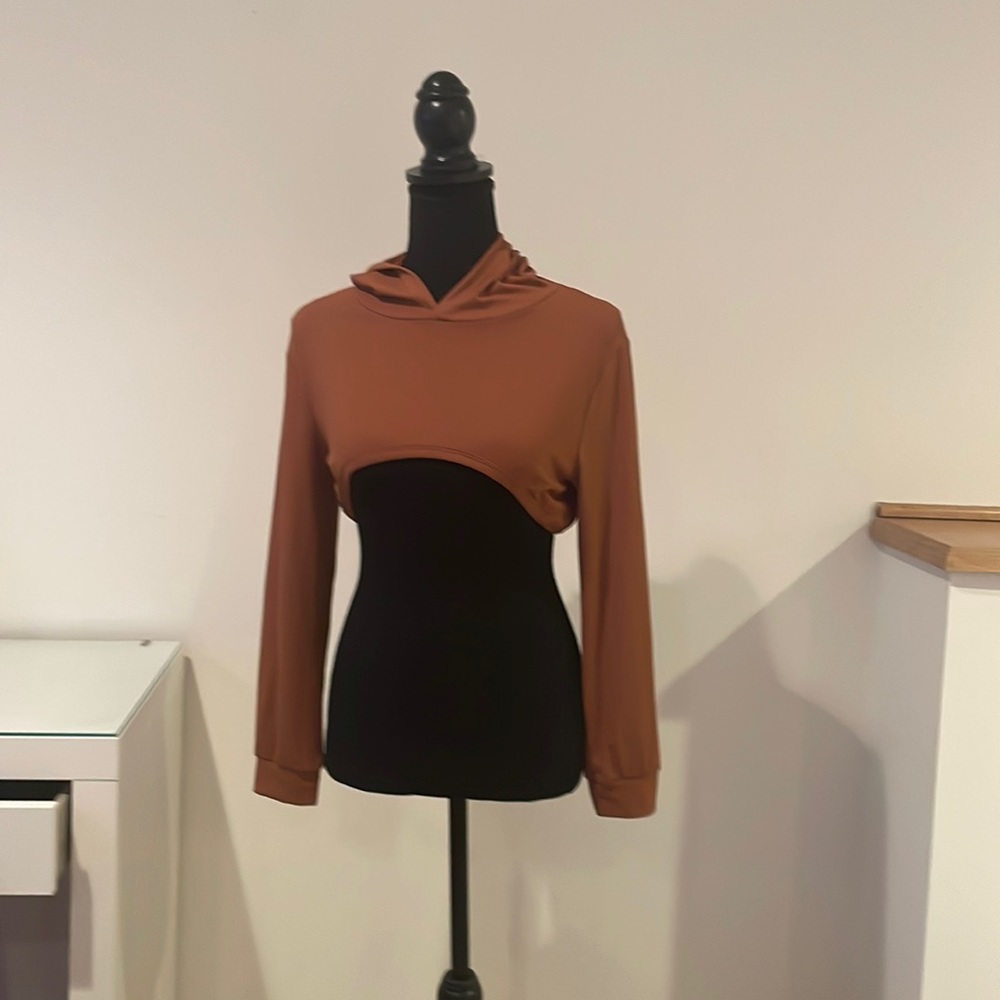 Brown hoodie, overlay, thin 10-12